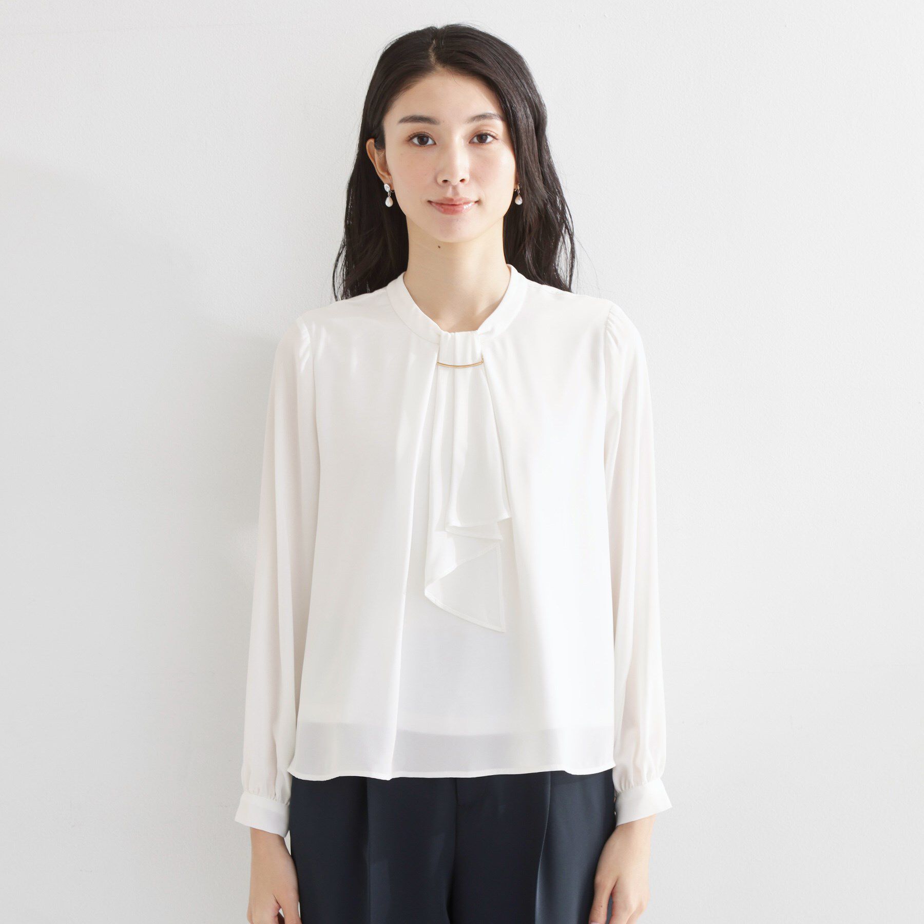 THE SHOP TK「バー付きラッフルタイブラウス」|シャツ・ブラウス|