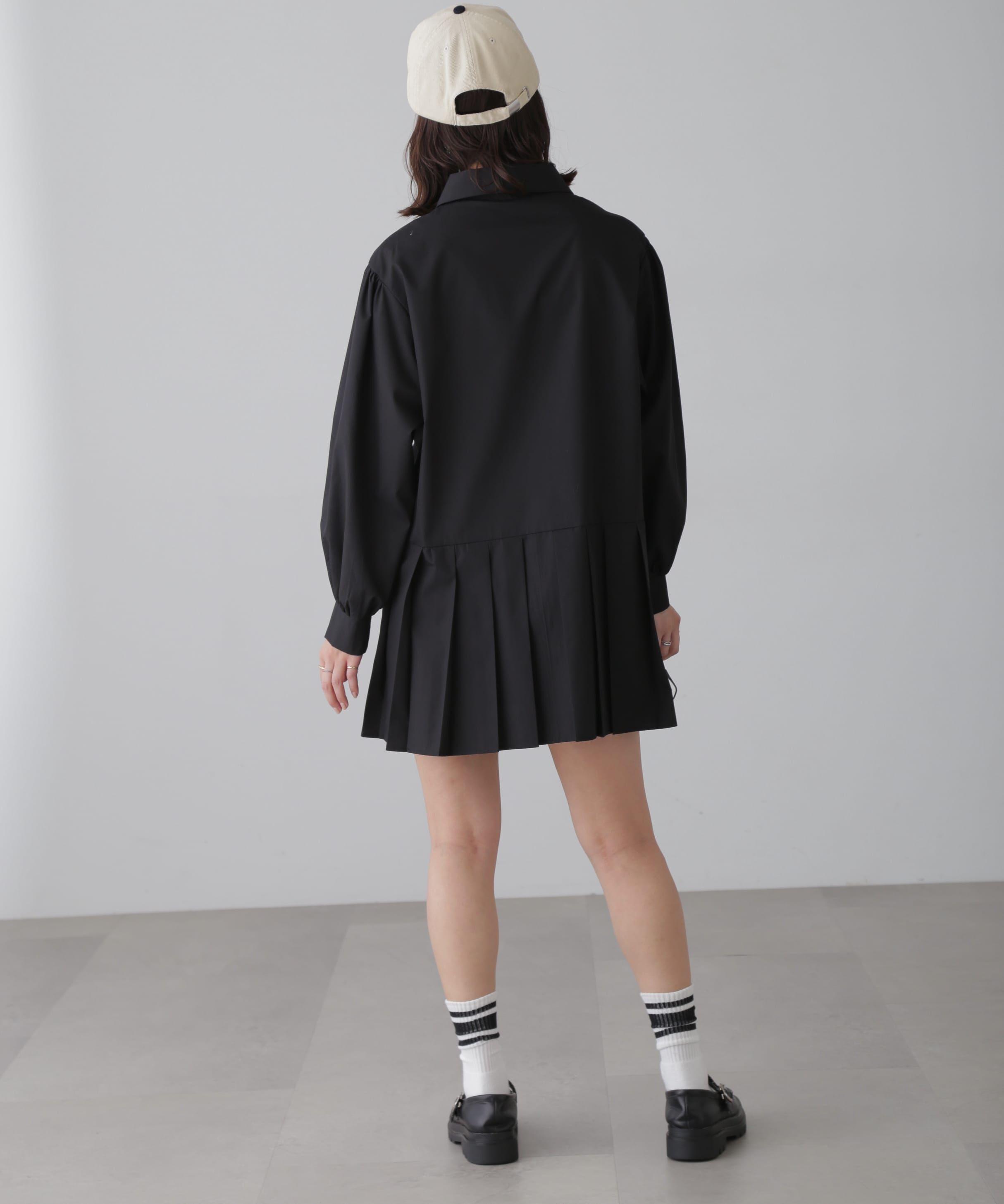  「プリーツティアードシャツミニワンピース」|ワンピース|