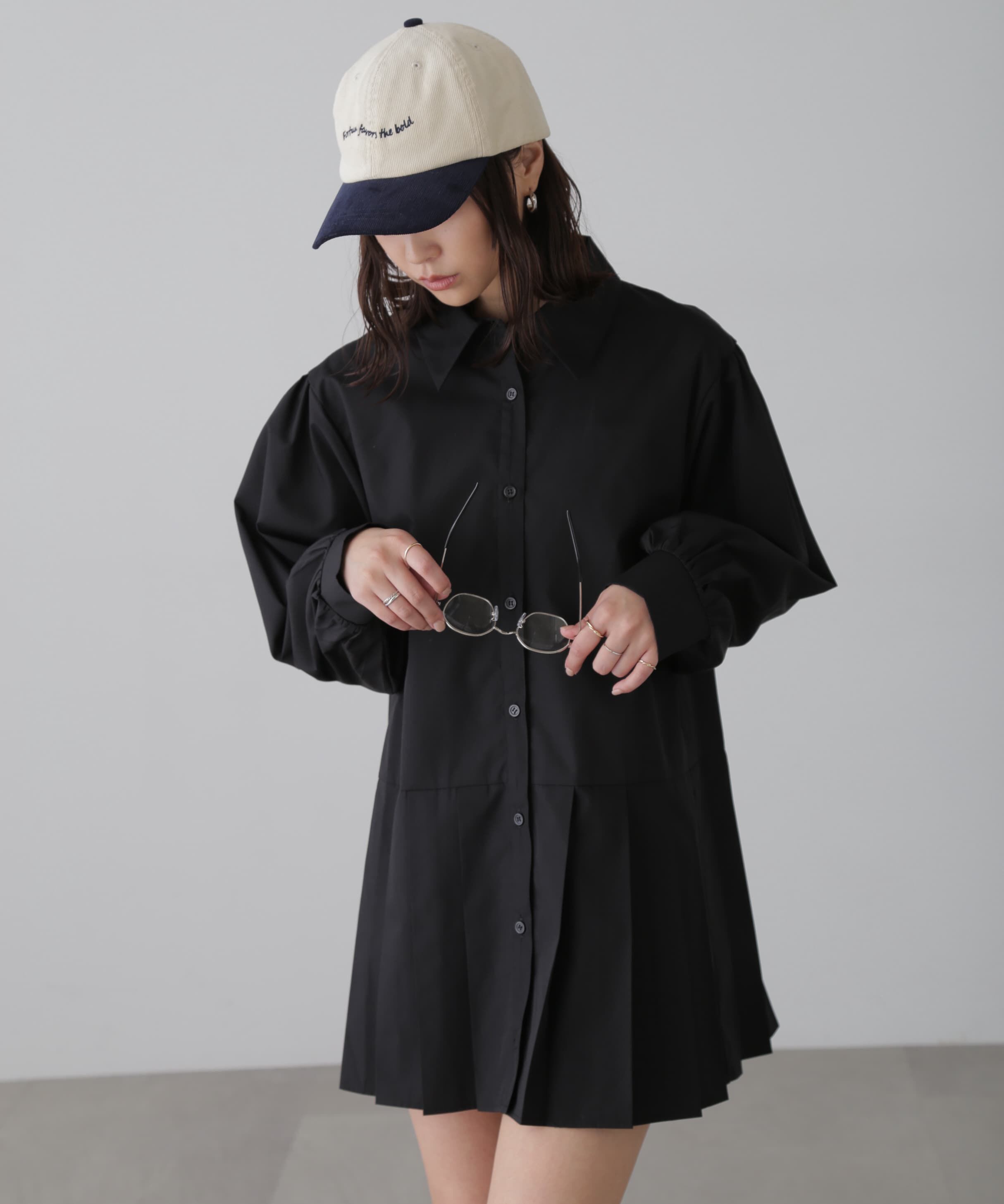  「プリーツティアードシャツミニワンピース」|ワンピース|