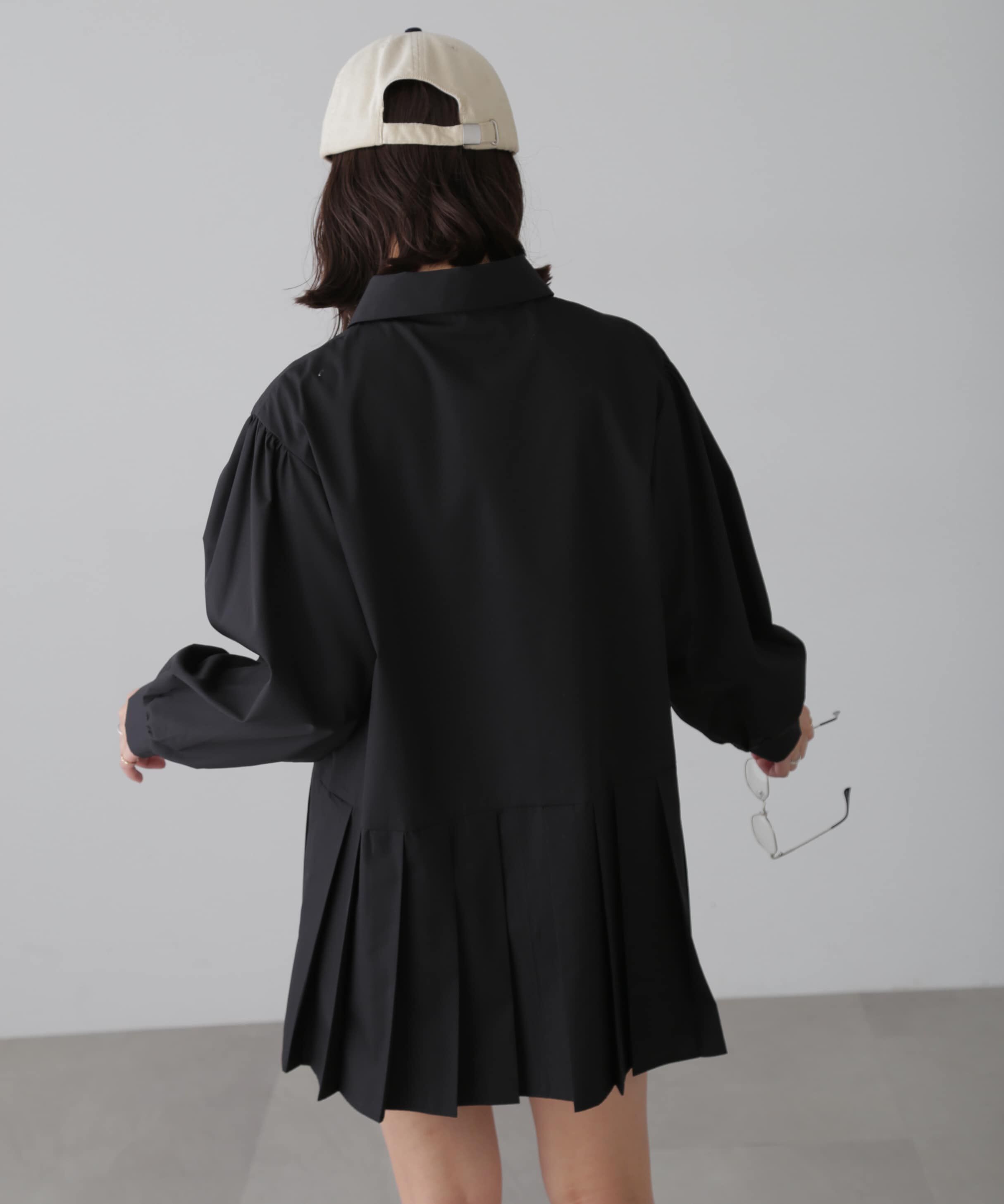  「プリーツティアードシャツミニワンピース」|ワンピース|