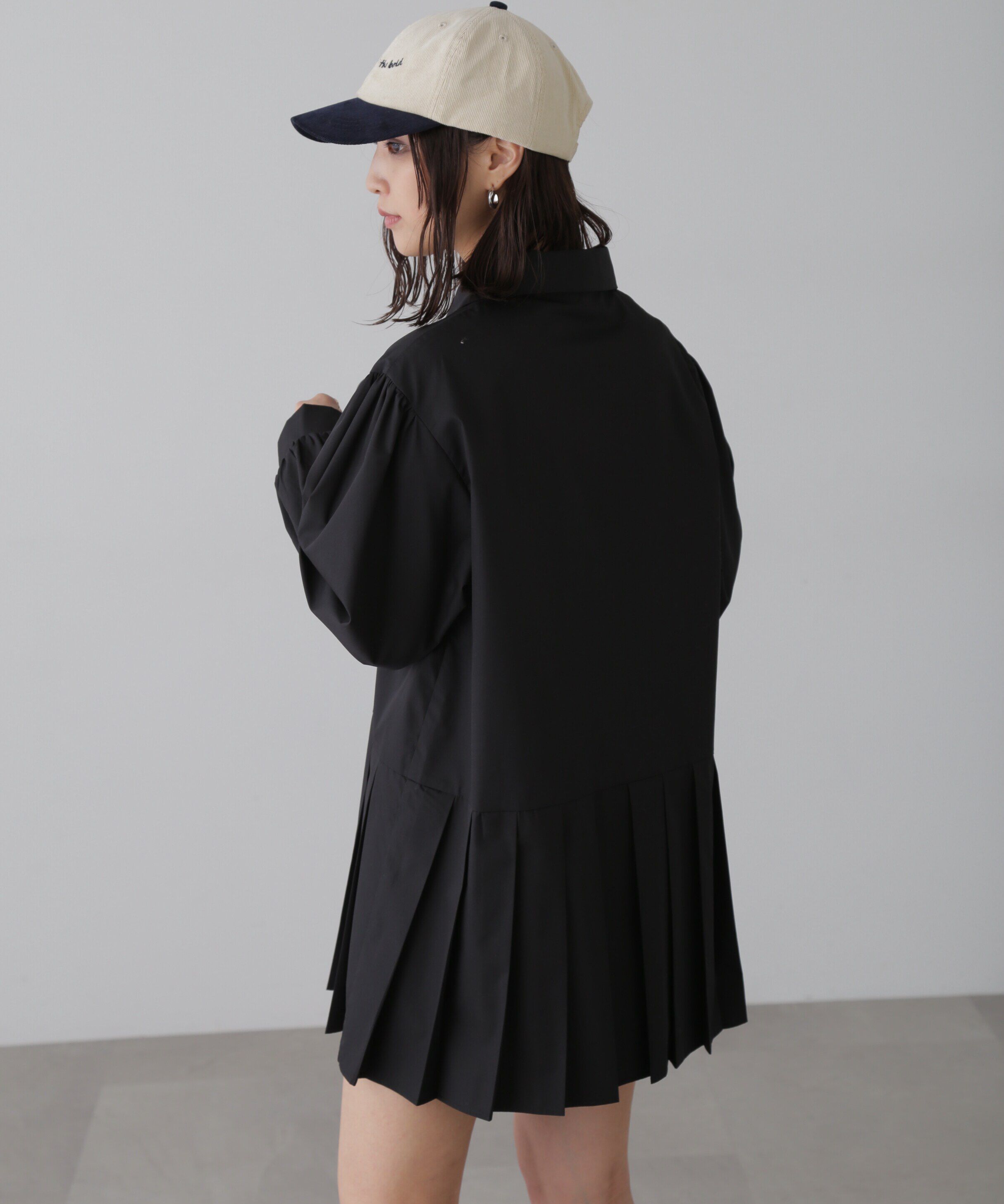  「プリーツティアードシャツミニワンピース」|ワンピース|