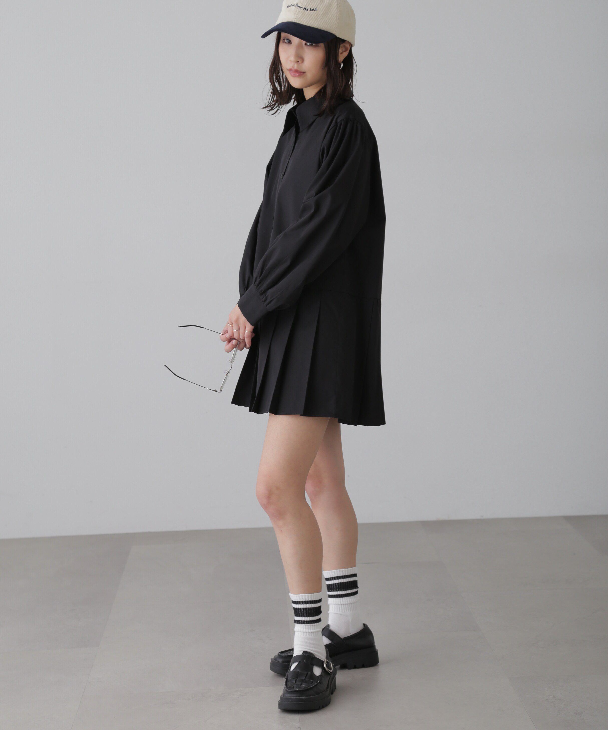  「プリーツティアードシャツミニワンピース」|ワンピース|