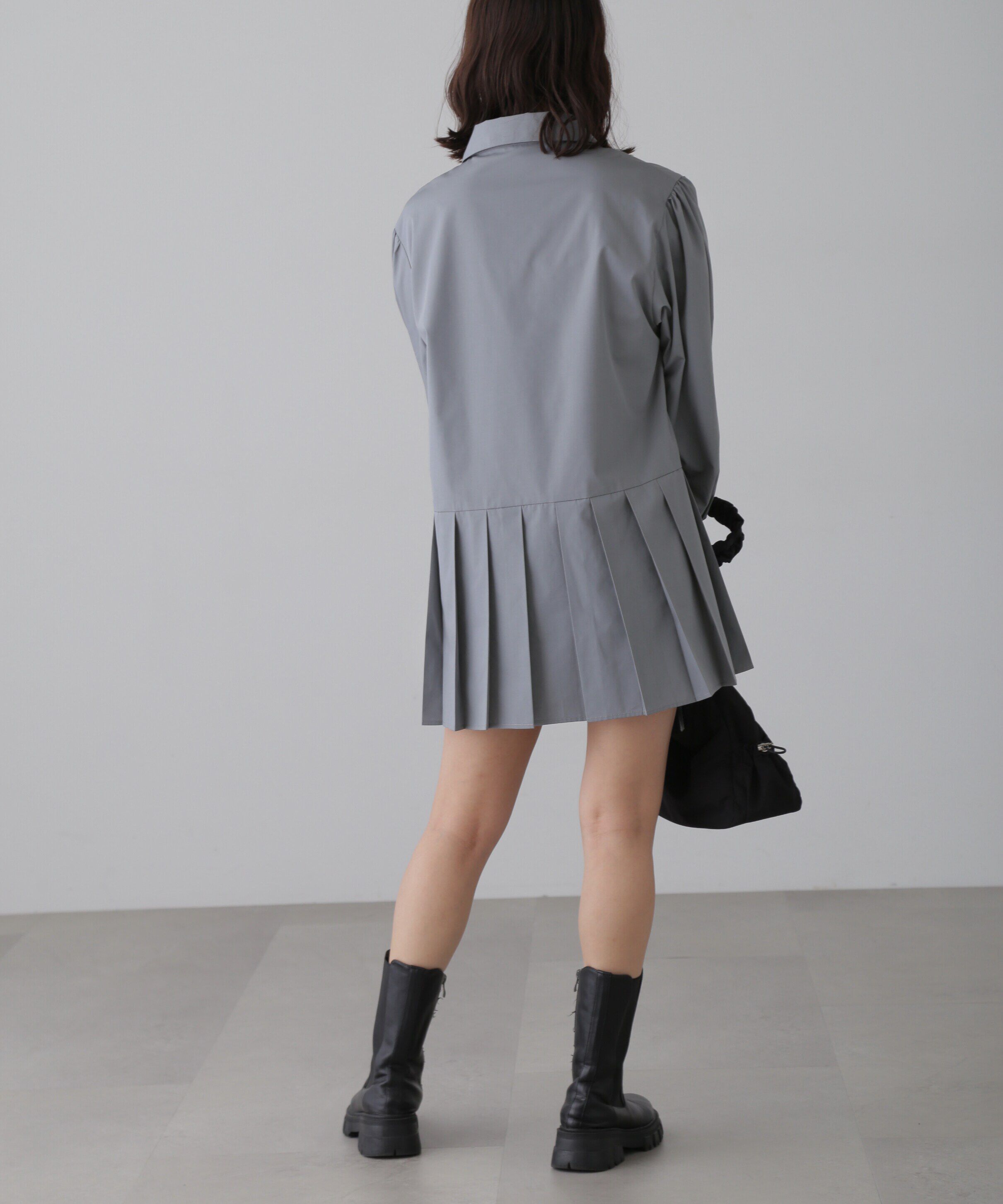  「プリーツティアードシャツミニワンピース」|ワンピース|