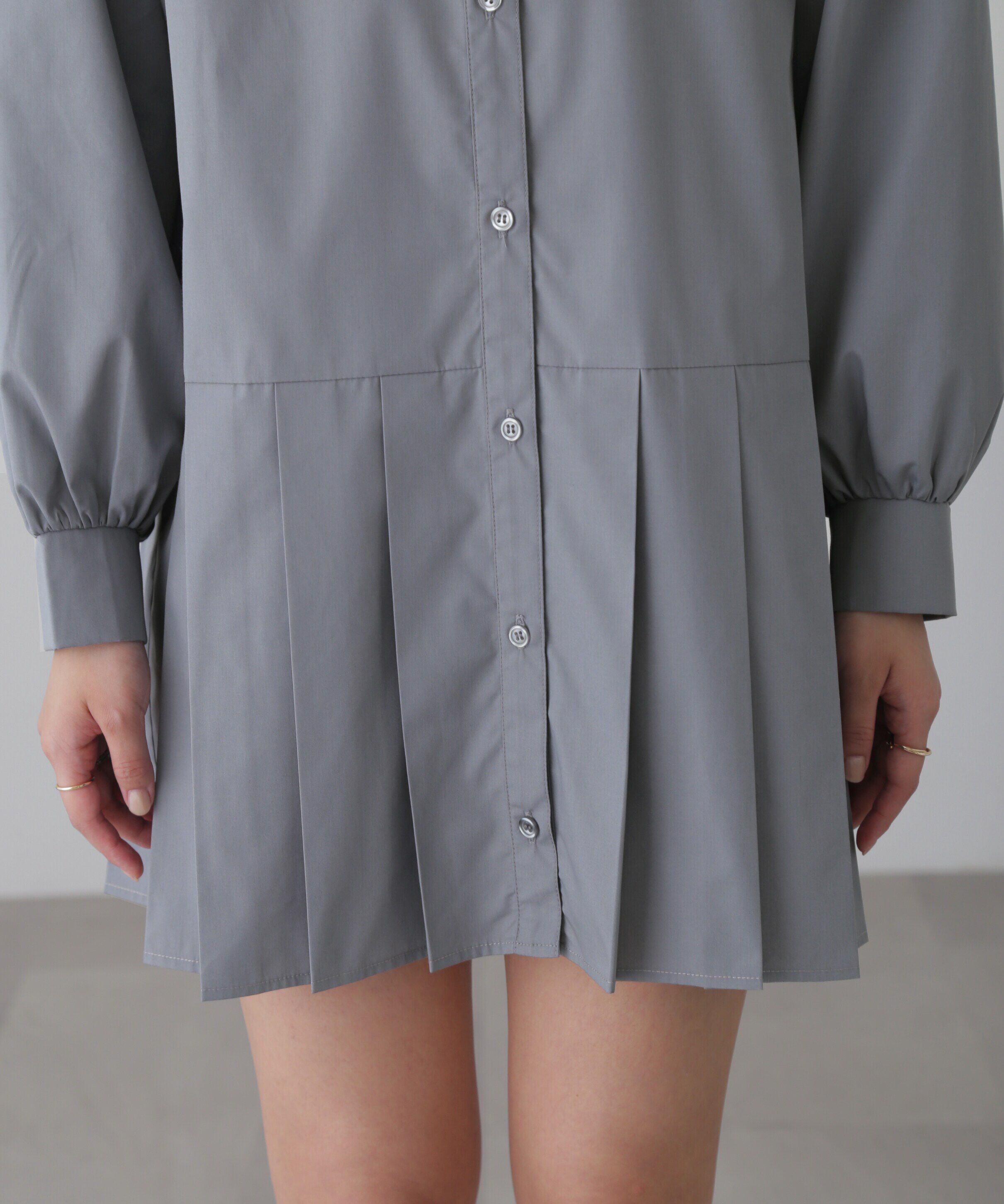  「プリーツティアードシャツミニワンピース」|ワンピース|