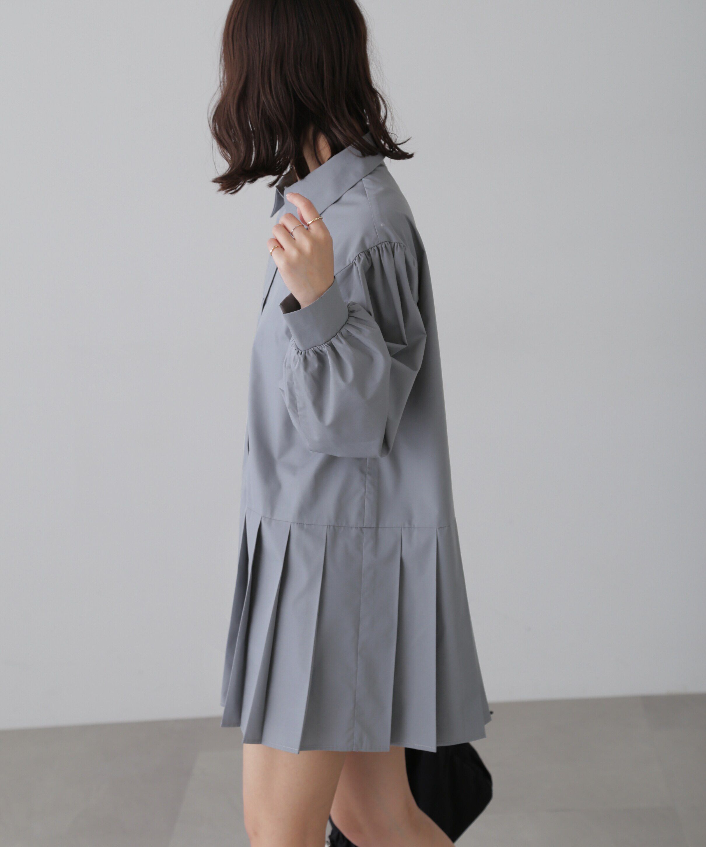  「プリーツティアードシャツミニワンピース」|ワンピース|