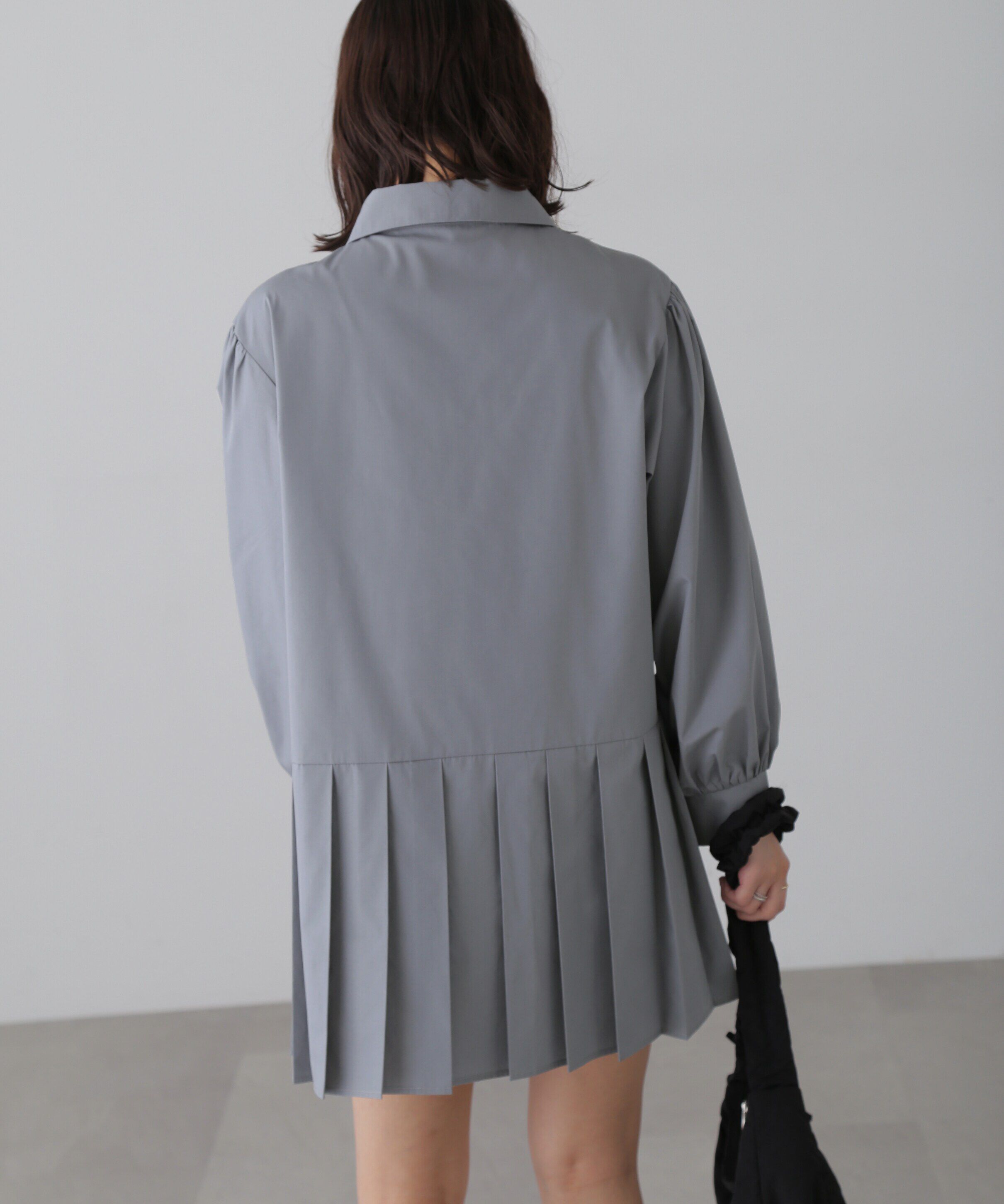  「プリーツティアードシャツミニワンピース」|ワンピース|