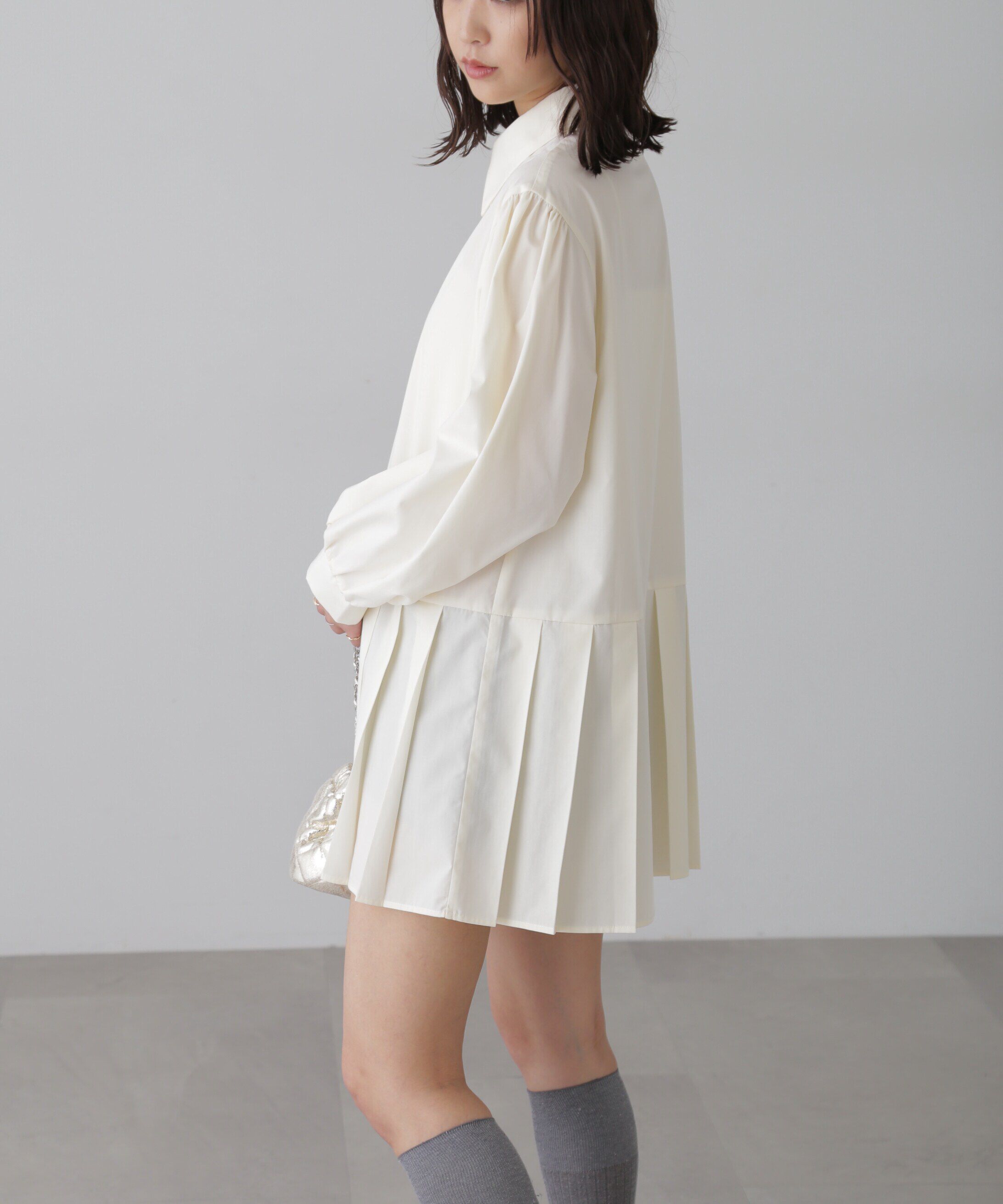  「プリーツティアードシャツミニワンピース」|ワンピース|
