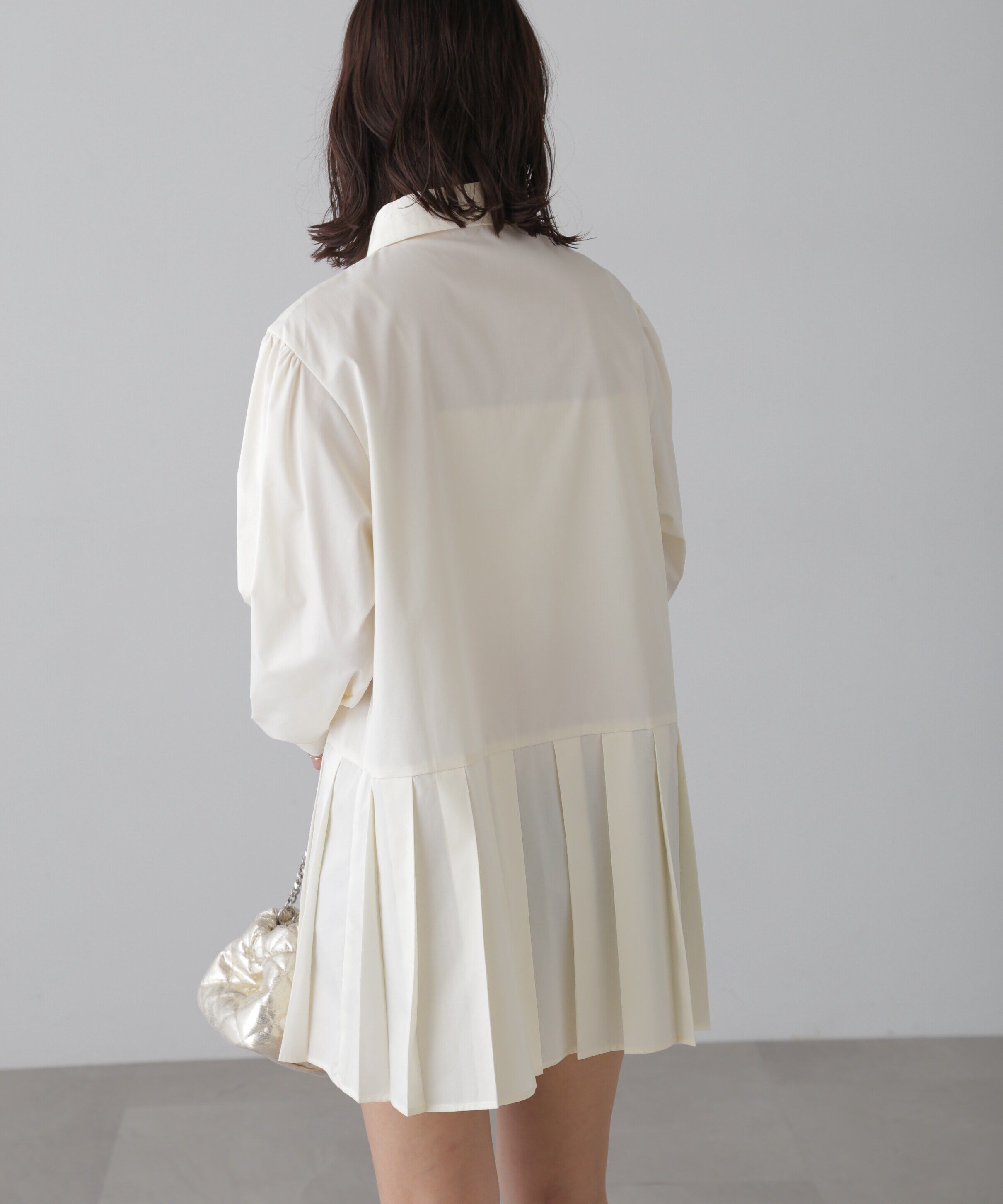  「プリーツティアードシャツミニワンピース」|ワンピース|