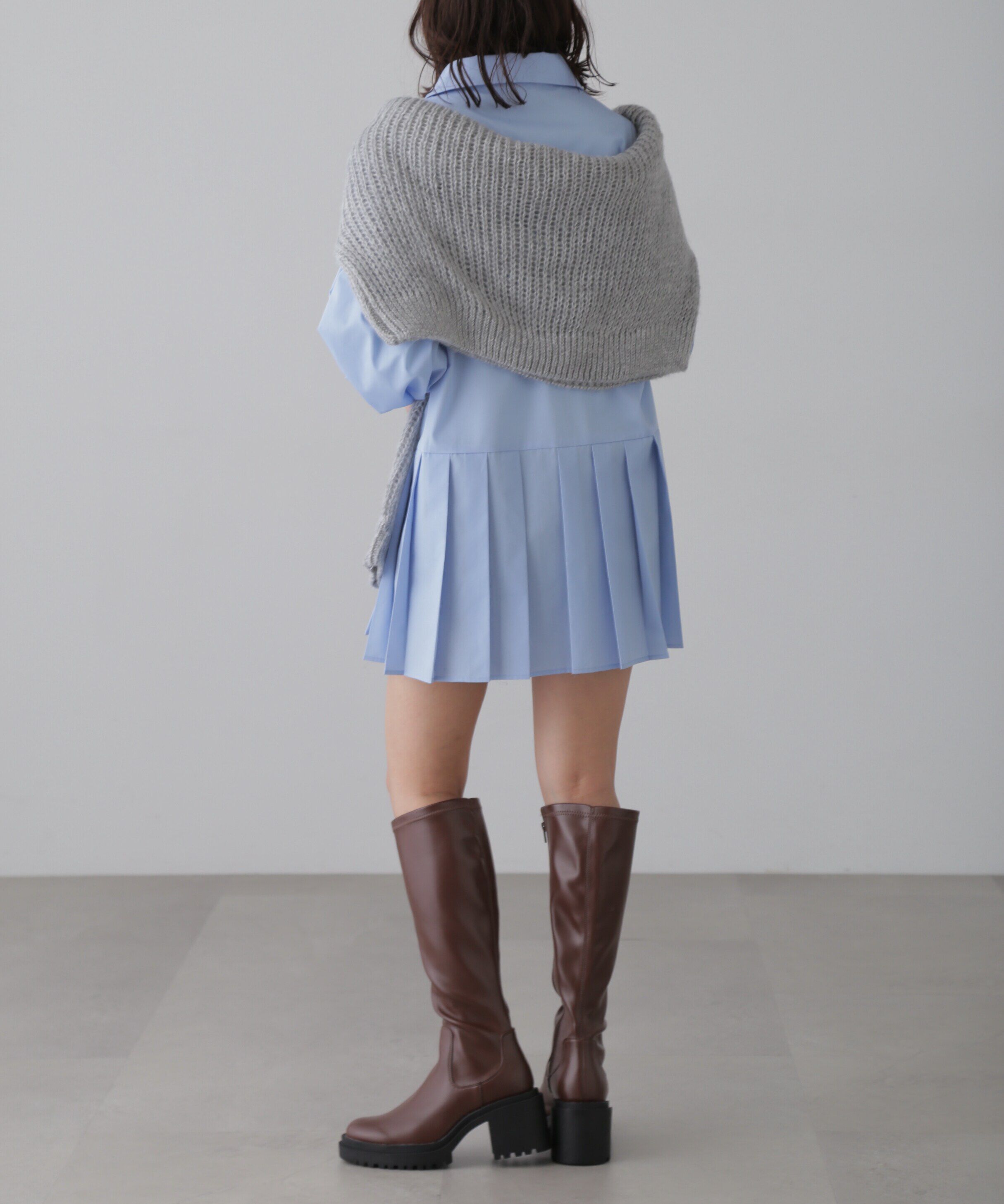  「プリーツティアードシャツミニワンピース」|ワンピース|