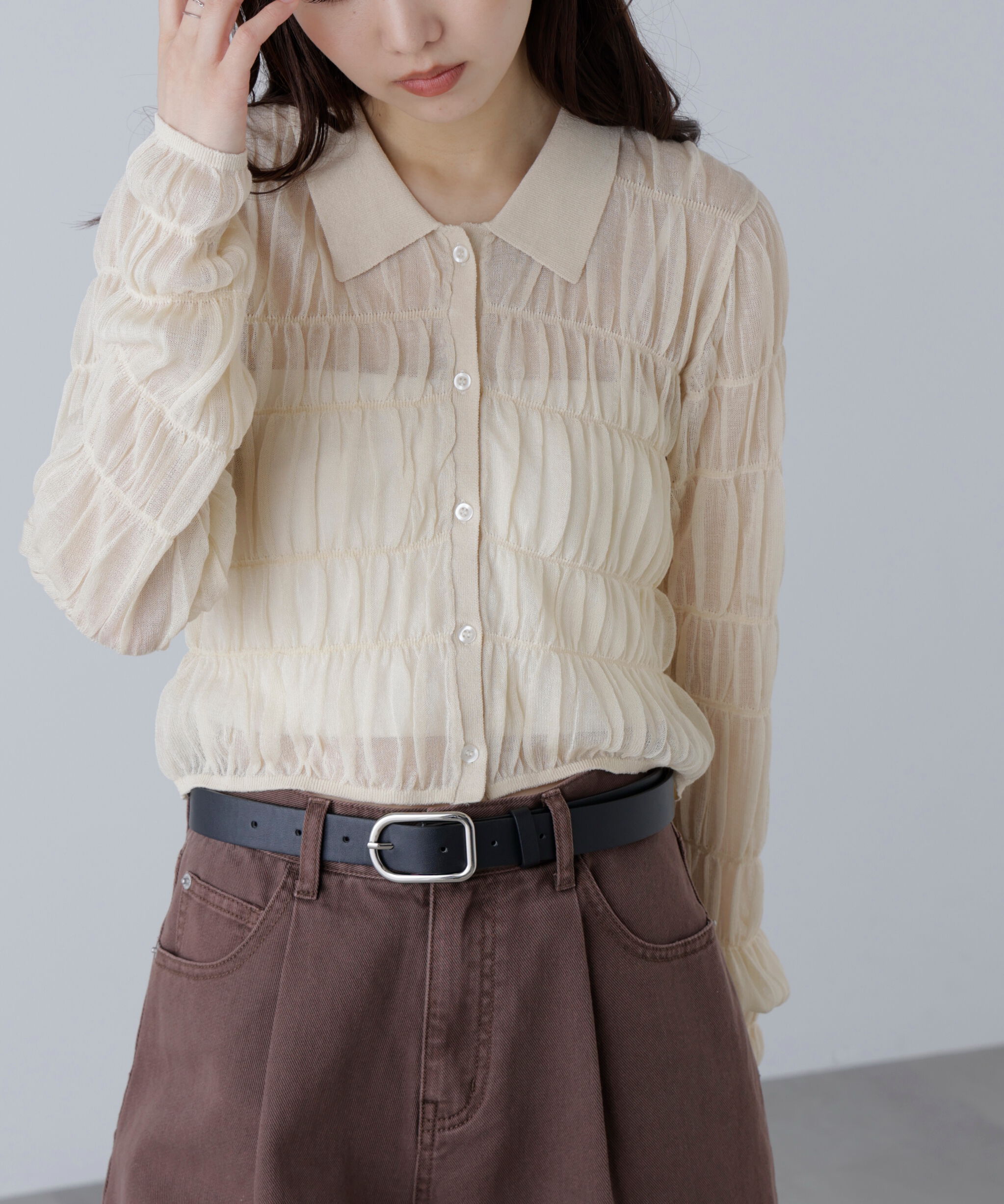  「シアーシャーリングポロカーディガン」|ニット・セーター|