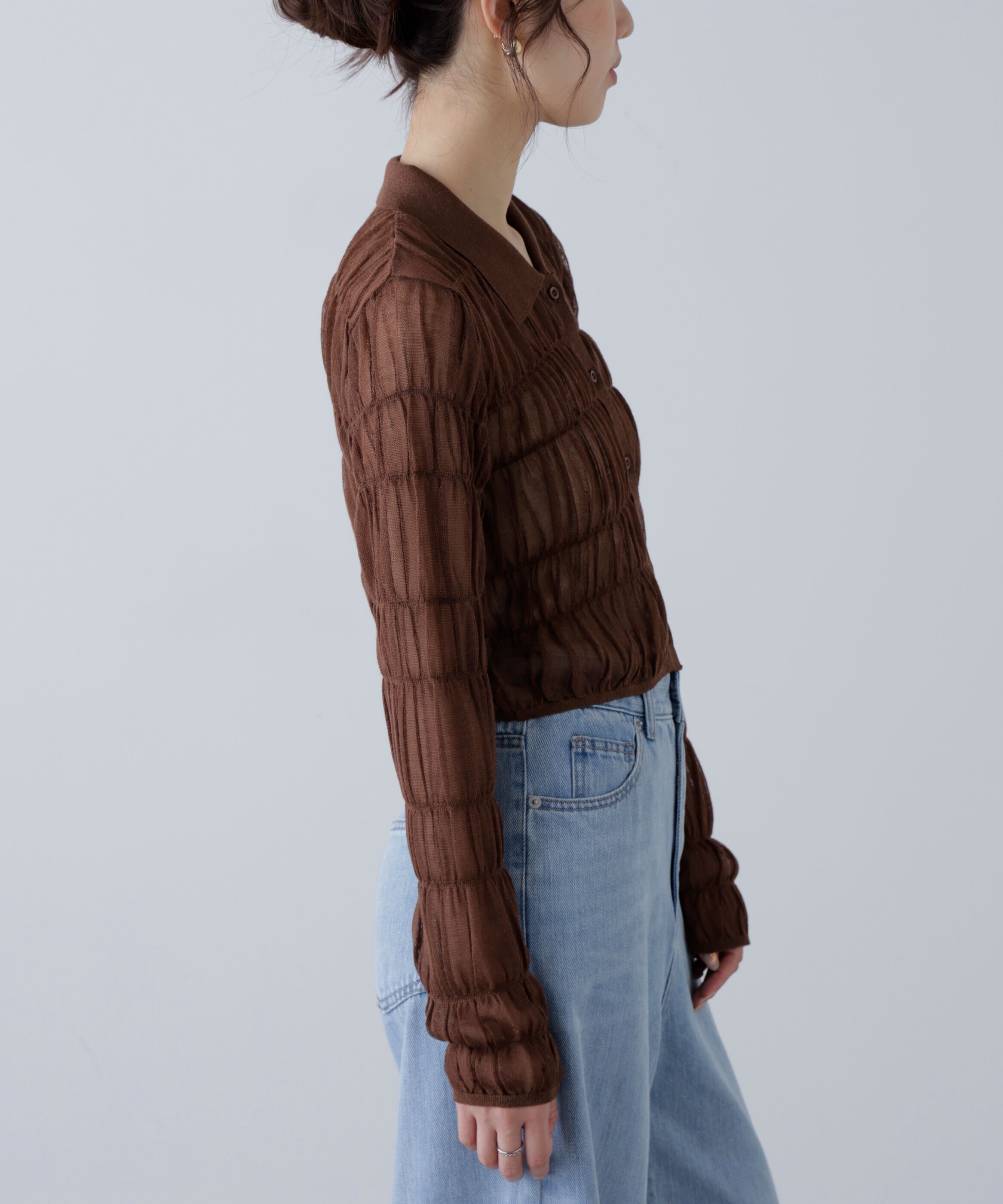  「シアーシャーリングポロカーディガン」|ニット・セーター|