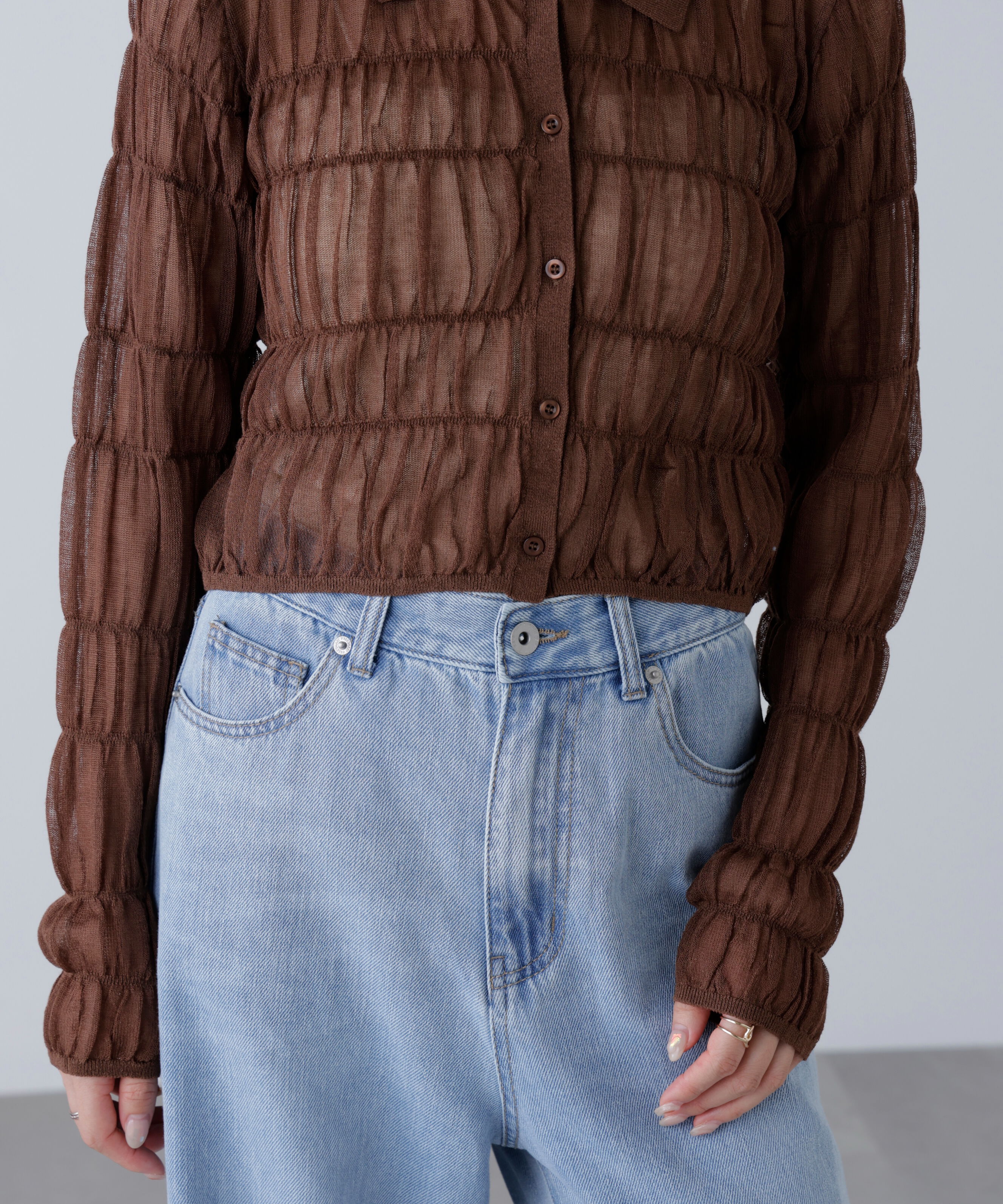  「シアーシャーリングポロカーディガン」|ニット・セーター|