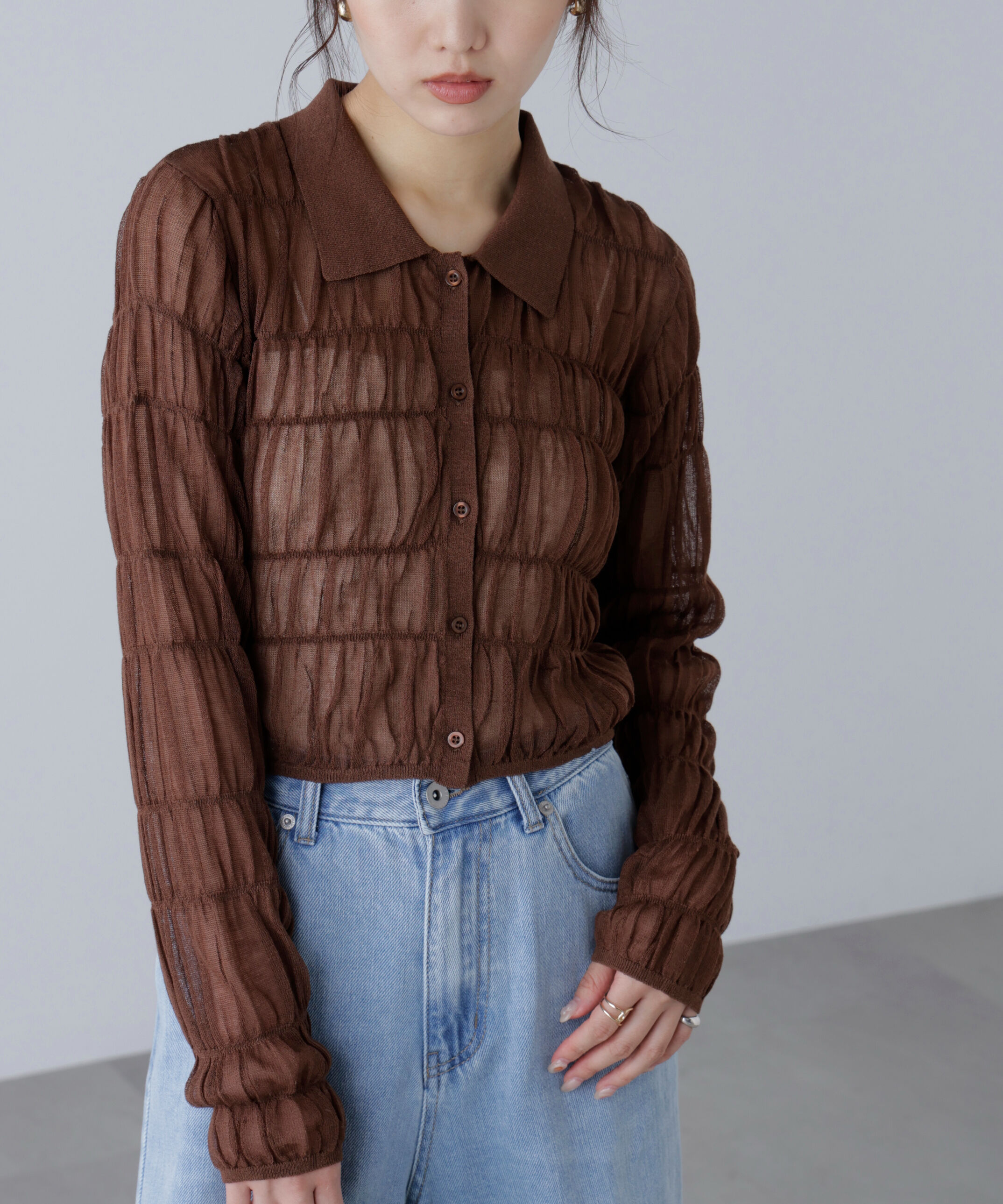  「シアーシャーリングポロカーディガン」|ニット・セーター|