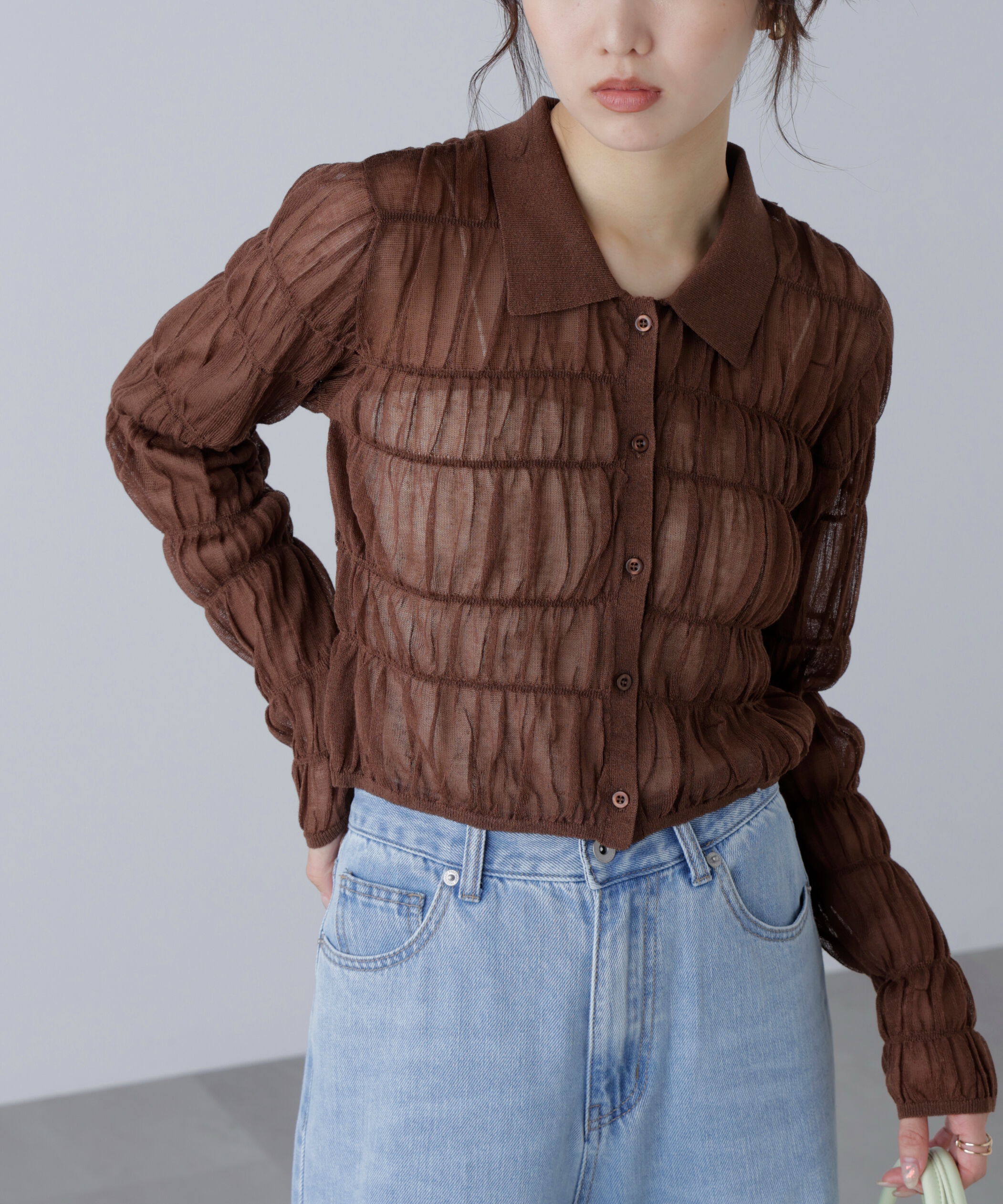  「シアーシャーリングポロカーディガン」|ニット・セーター|