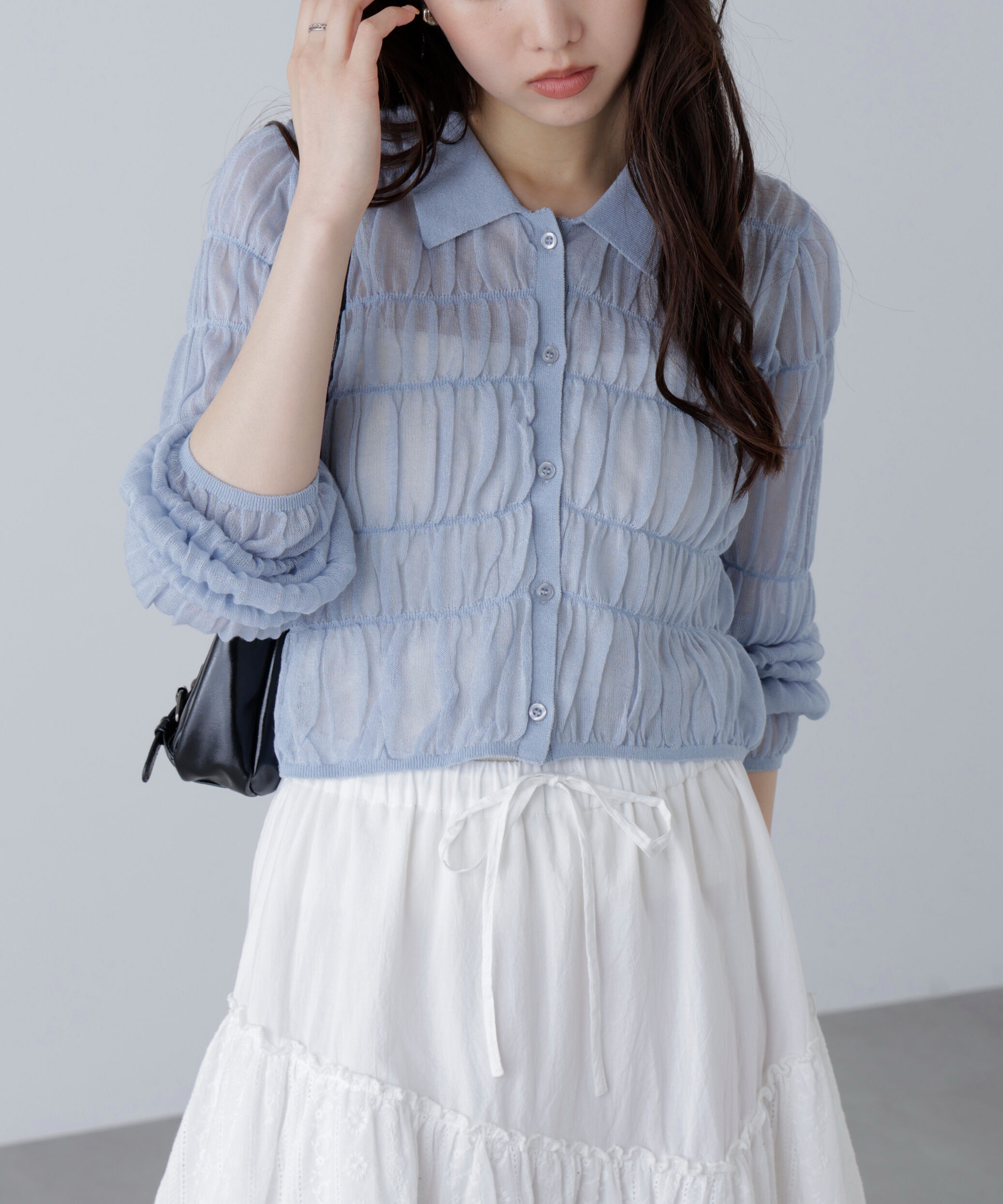  「シアーシャーリングポロカーディガン」|ニット・セーター|