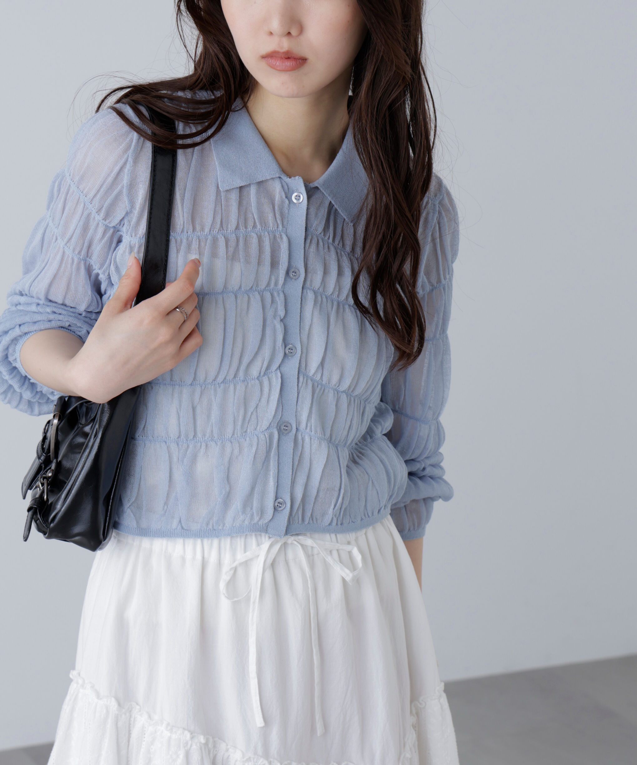  「シアーシャーリングポロカーディガン」|ニット・セーター|