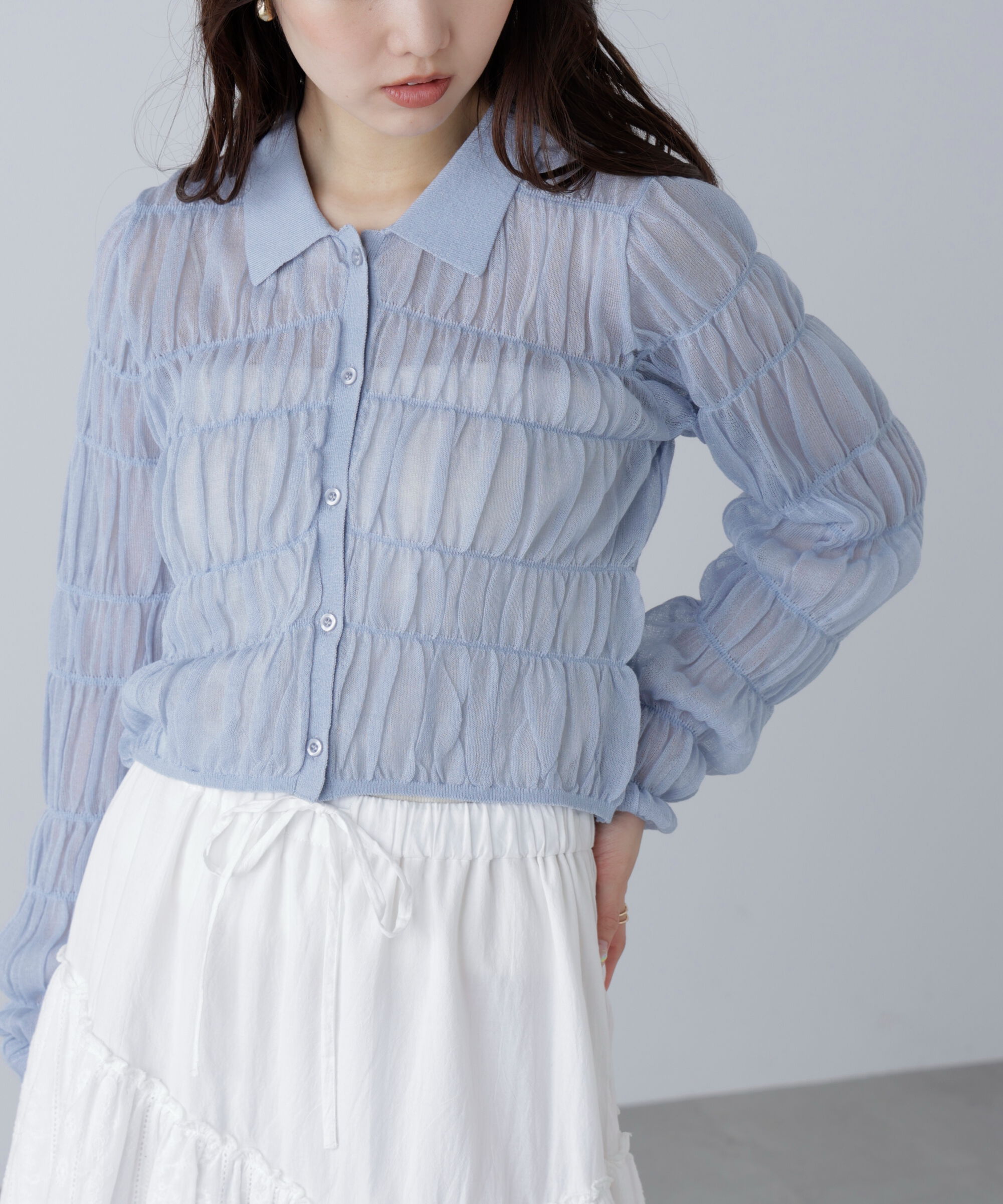  「シアーシャーリングポロカーディガン」|ニット・セーター|