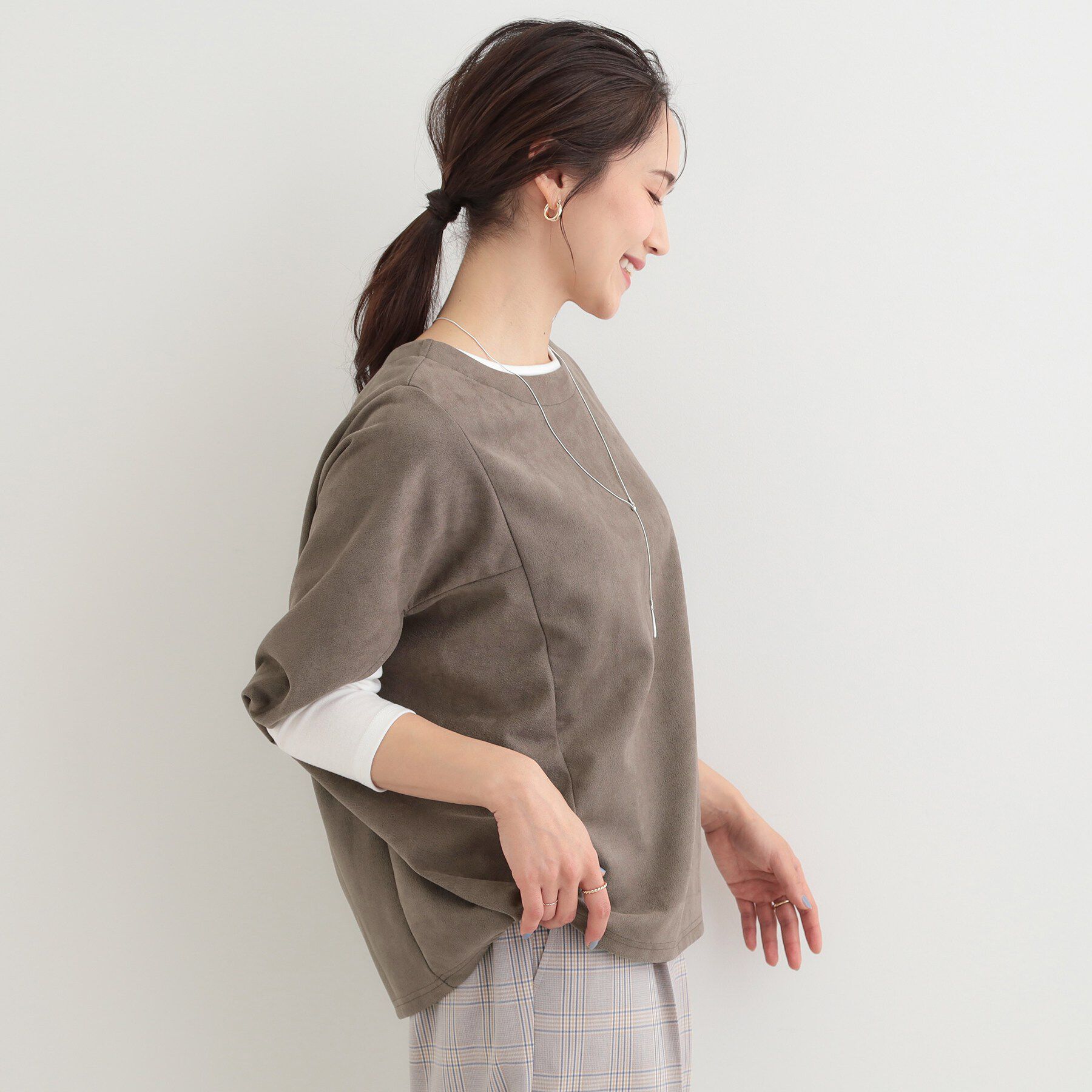 SHOO･LA･RUE「【体型カバー/2点セット】ポンチョ風 スエードライクトップス+ロンT」|その他|