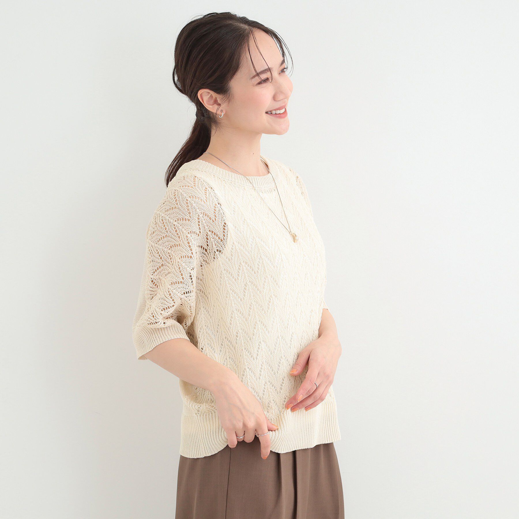 SHOO･LA･RUE「【2点セット】透かし編み柄が上品なタンク付きニットセット」|その他|