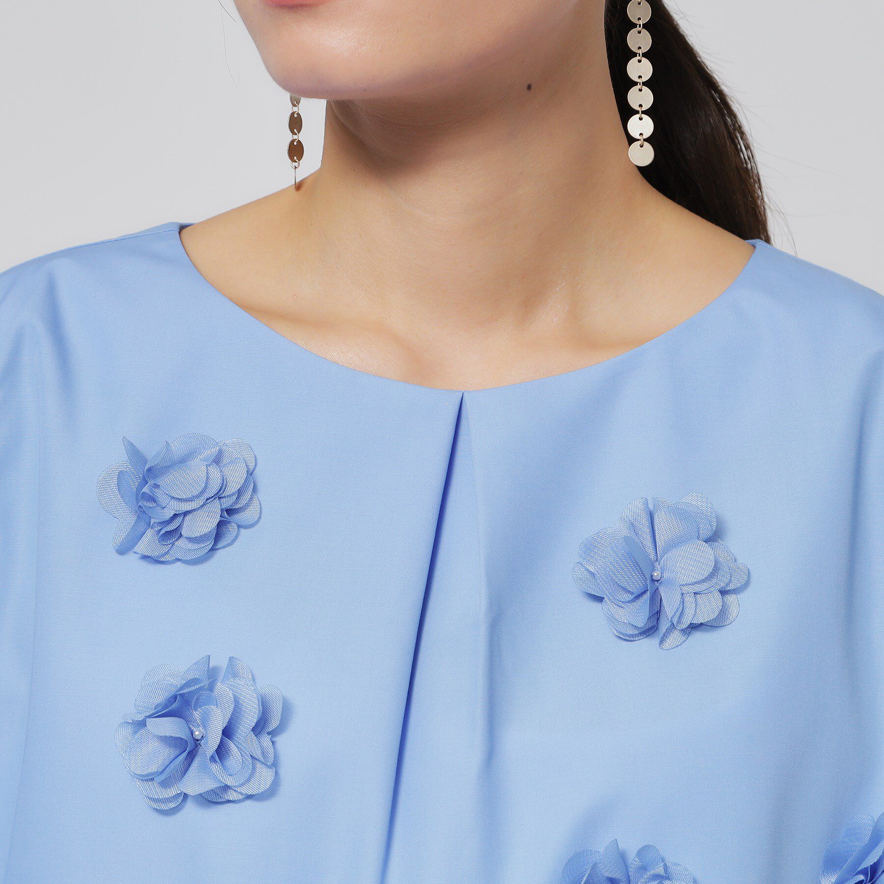 SunaUna「【接触冷感／フラワーモチーフ】パフスリーブブラウス」|シャツ・ブラウス|