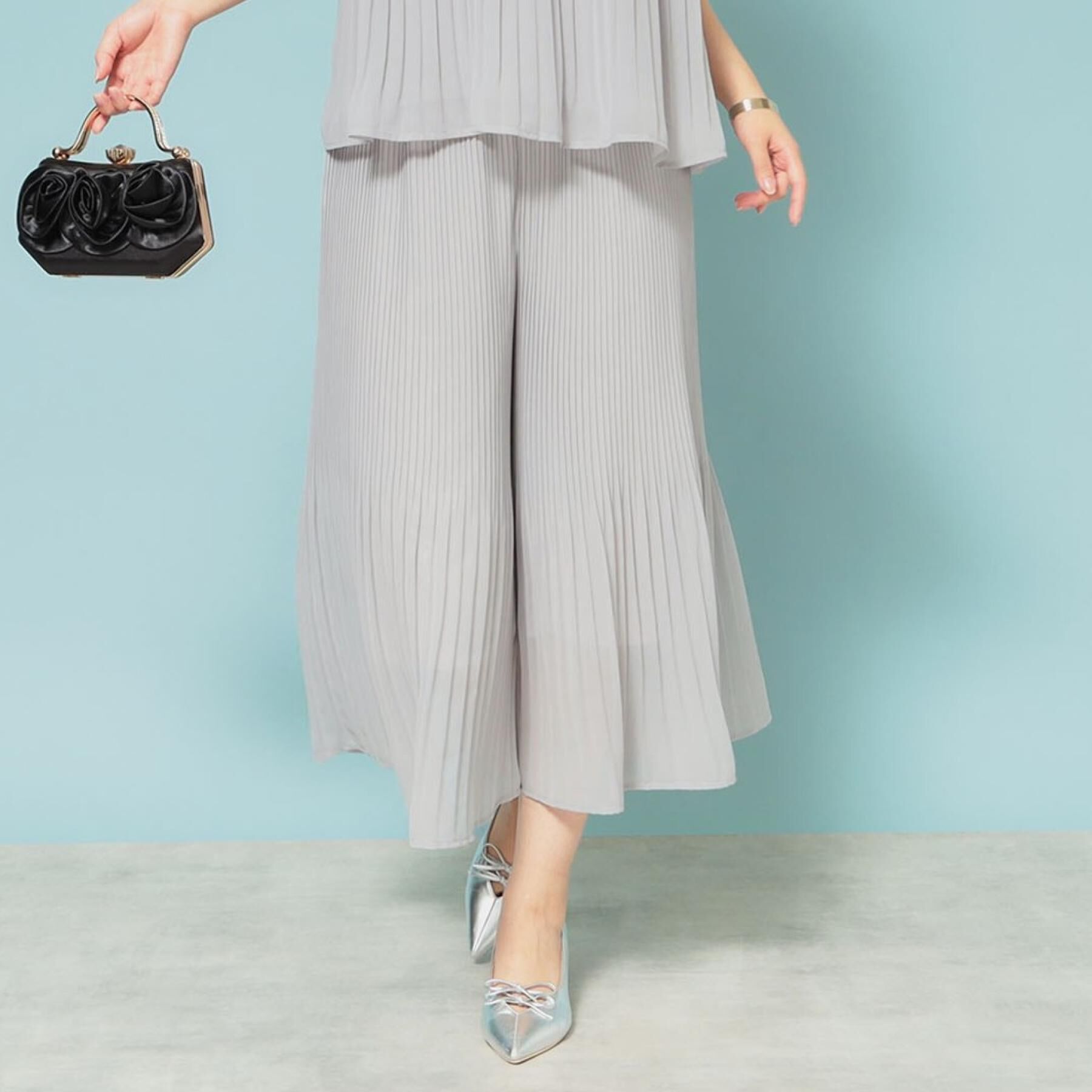 SunaUna「【洗える】リラクシープリーツパンツ」|その他|ライトグレー(011