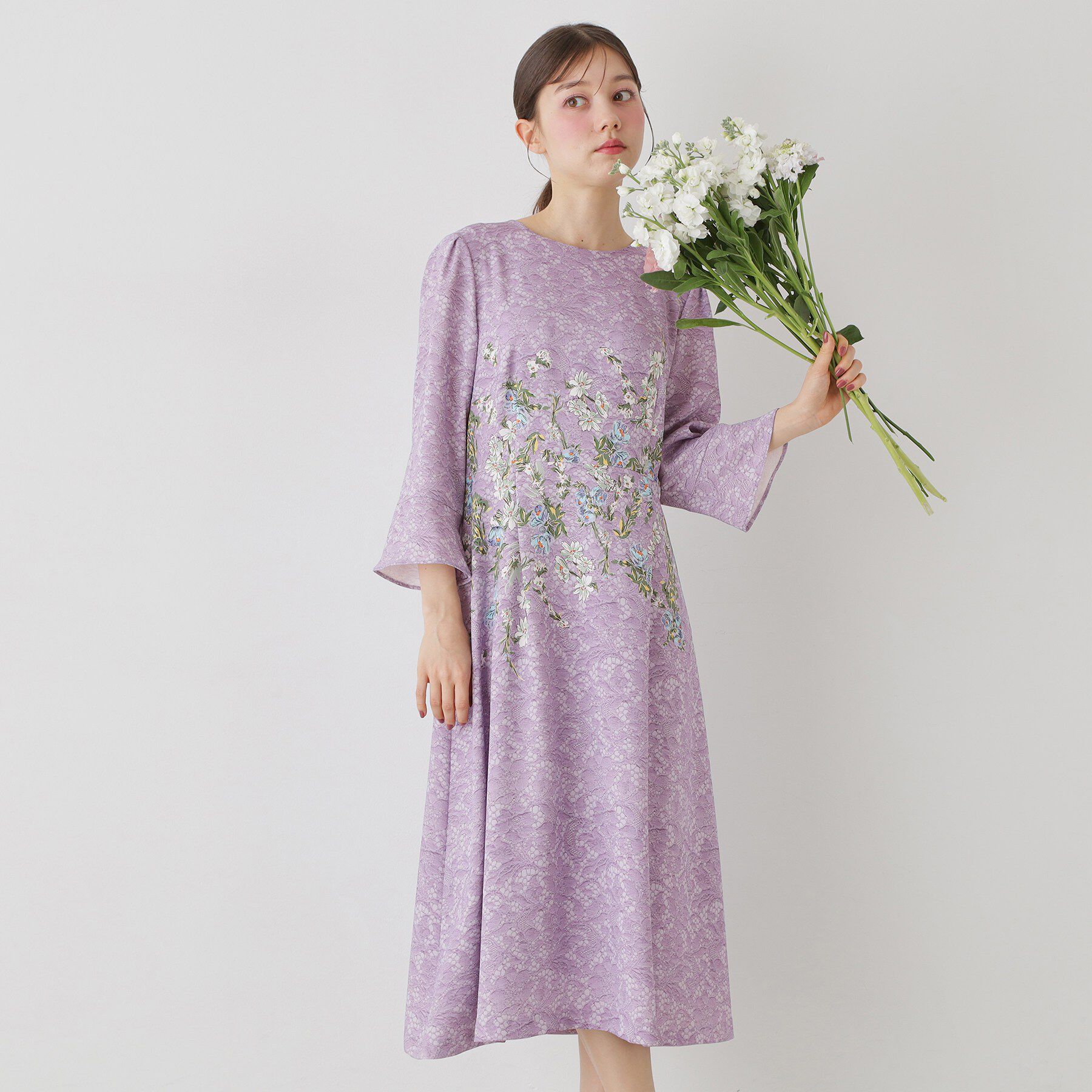 SunaUna「【co creation and yours／SS～L】MAKE BOCYプリントワンピース」|ワンピース|パープル(182)