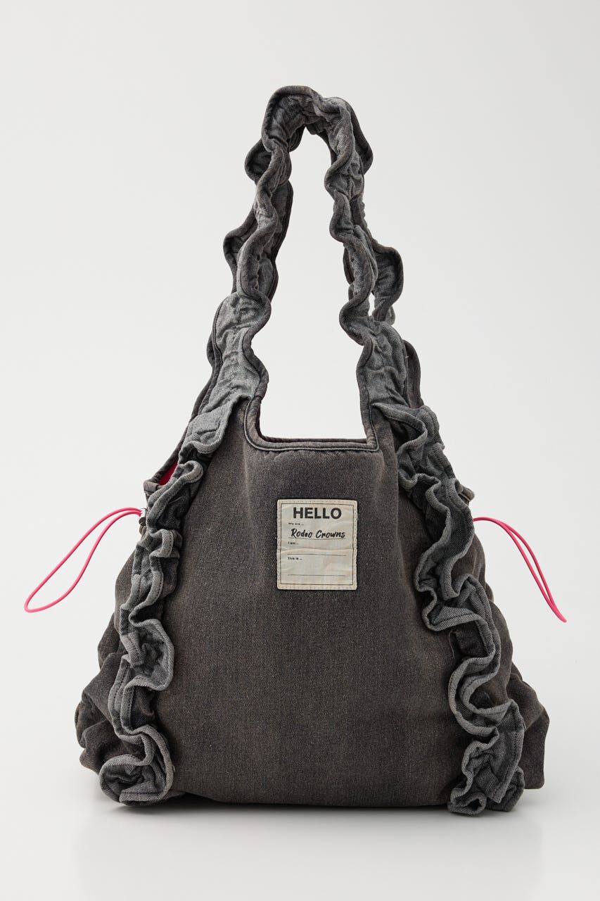 RODEO CROWNS「デニムフリルギャザーバッグ」|その他|BLK
