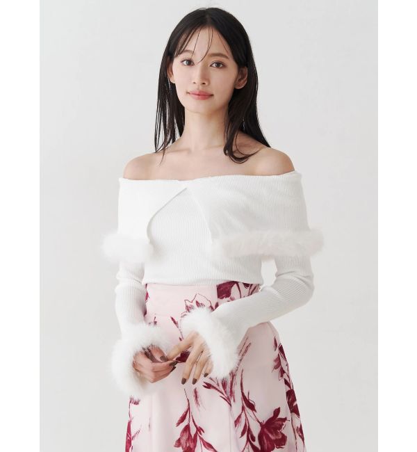 MERCURYDUO「【WEB限定カラーあり】フェイクファートリミングニット」|ニット・セーター|