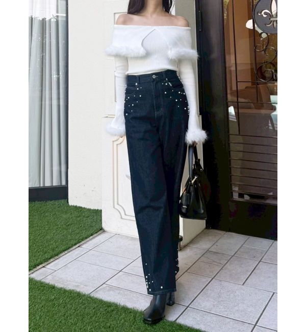 MERCURYDUO「【WEB限定カラーあり】フェイクファートリミングニット」|ニット・セーター|