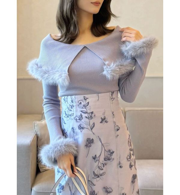 MERCURYDUO「【WEB限定カラーあり】フェイクファートリミングニット」|ニット・セーター|