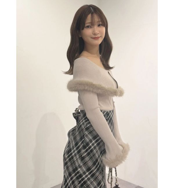 MERCURYDUO「【WEB限定カラーあり】フェイクファートリミングニット」|ニット・セーター|