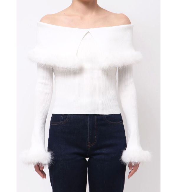 MERCURYDUO「【WEB限定カラーあり】フェイクファートリミングニット」|ニット・セーター|