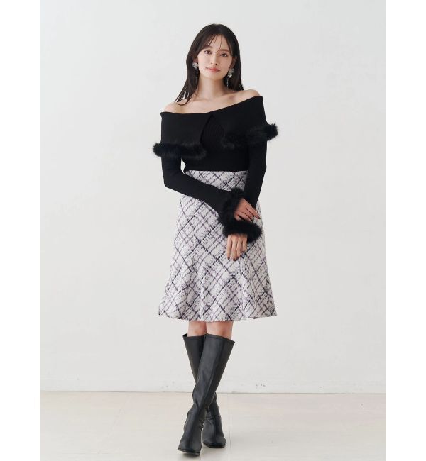 MERCURYDUO「【WEB限定カラーあり】フェイクファートリミングニット」|ニット・セーター|