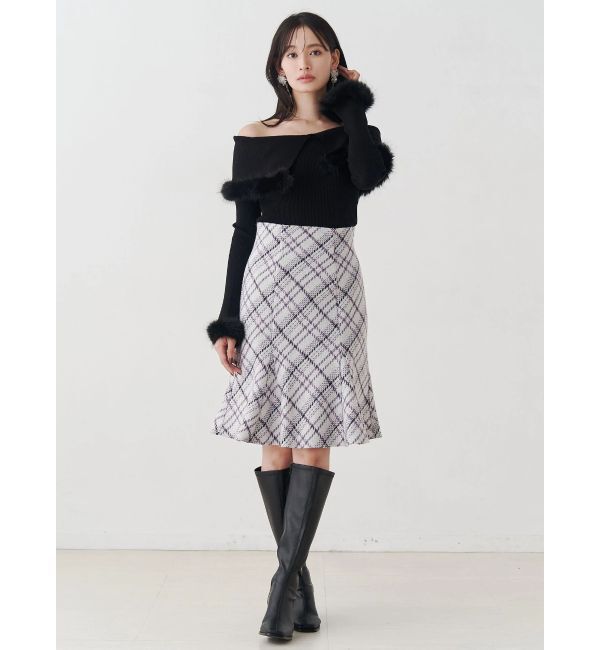 MERCURYDUO「【WEB限定カラーあり】フェイクファートリミングニット」|ニット・セーター|