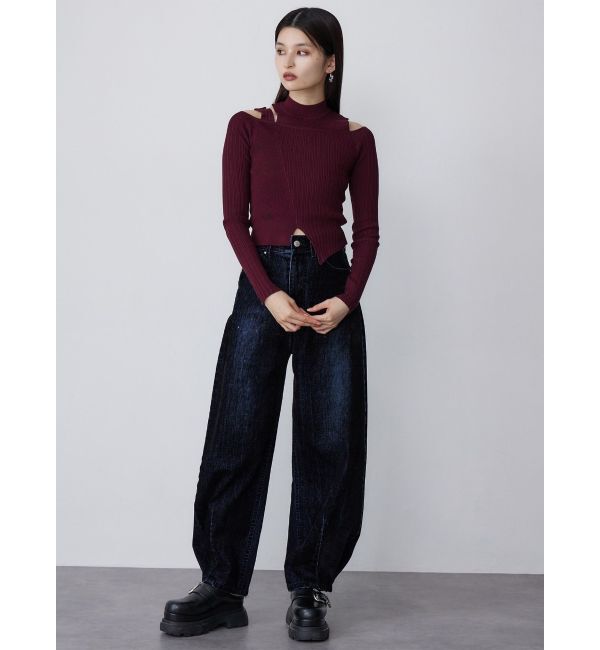 MURUA「フロッキーバレルレッグデニム」|デニム|
