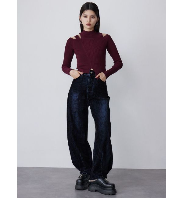 MURUA「フロッキーバレルレッグデニム」|デニム|