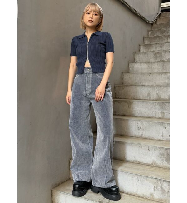 MURUA「フロッキーバレルレッグデニム」|デニム|