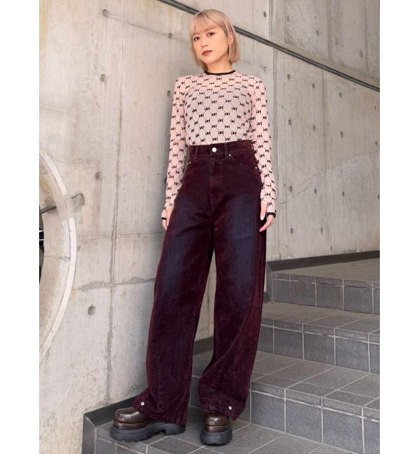 MURUA「フロッキーバレルレッグデニム」|デニム|