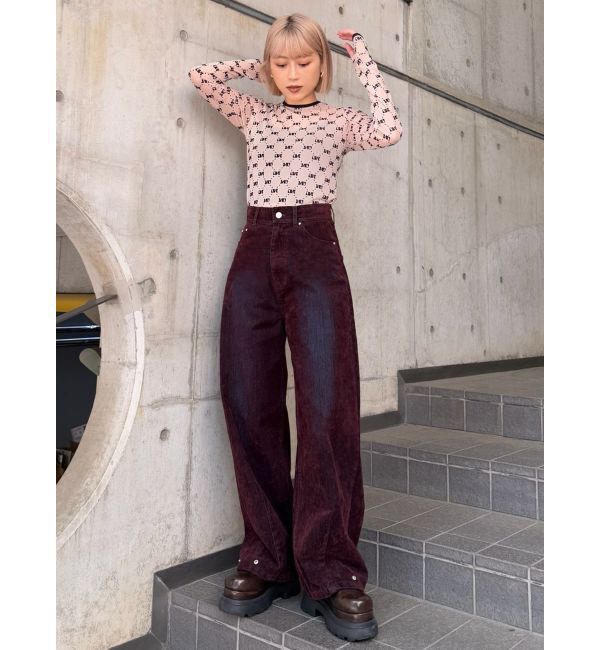 MURUA「フロッキーバレルレッグデニム」|デニム|