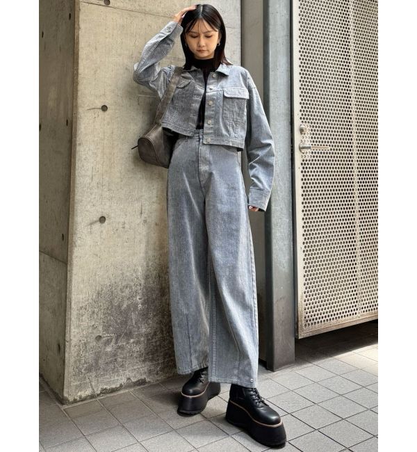 MURUA「フロッキーバレルレッグデニム」|デニム|