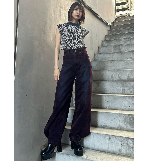 MURUA「フロッキーバレルレッグデニム」|デニム|