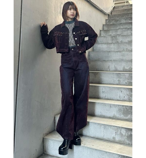 MURUA「フロッキーバレルレッグデニム」|デニム|
