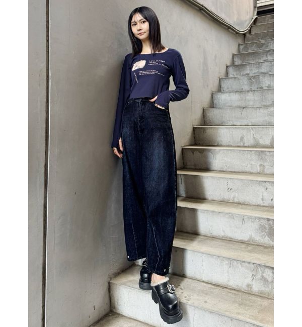 MURUA「フロッキーバレルレッグデニム」|デニム|