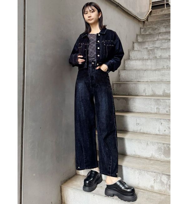 MURUA「フロッキーバレルレッグデニム」|デニム|