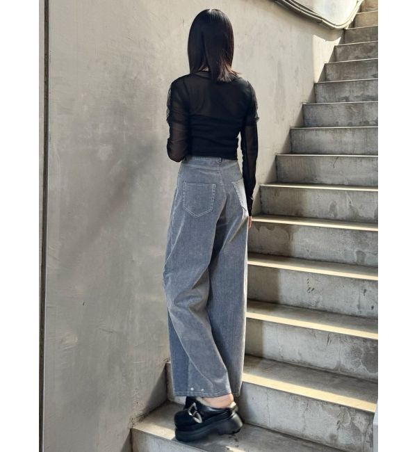 MURUA「フロッキーバレルレッグデニム」|デニム|