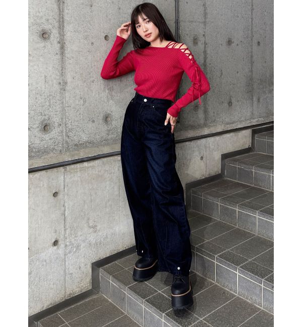 MURUA「フロッキーバレルレッグデニム」|デニム|