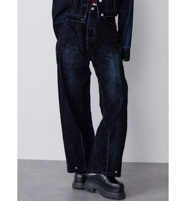 MURUA「フロッキーバレルレッグデニム」|デニム|ブラック