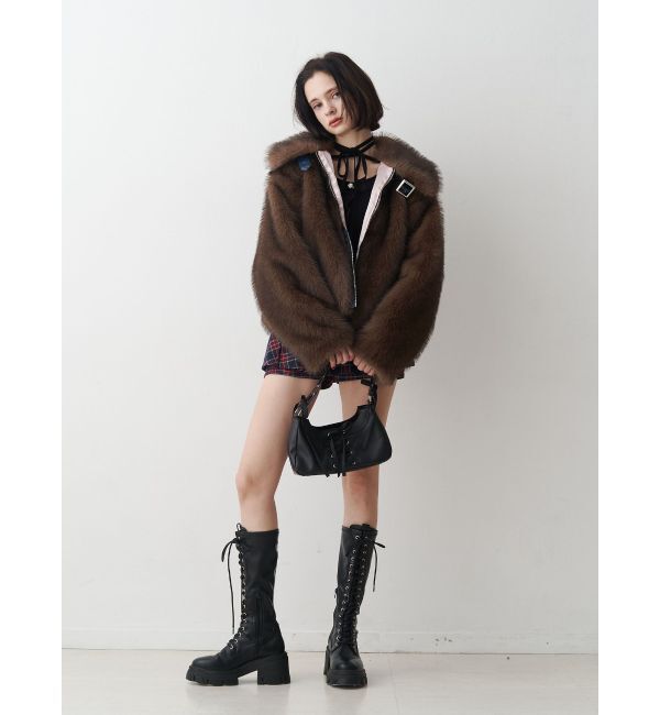 jouetie「【WEB限定】ベルトミドルファーコート」|ブルゾン・スタジャン|