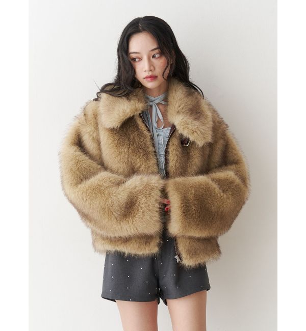 jouetie「【WEB限定】ベルトミドルファーコート」|ブルゾン・スタジャン|