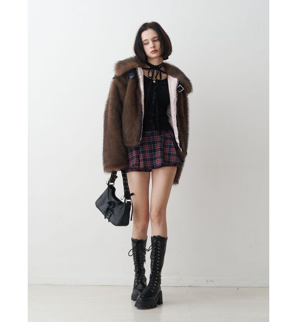 jouetie「【WEB限定】ベルトミドルファーコート」|ブルゾン・スタジャン|